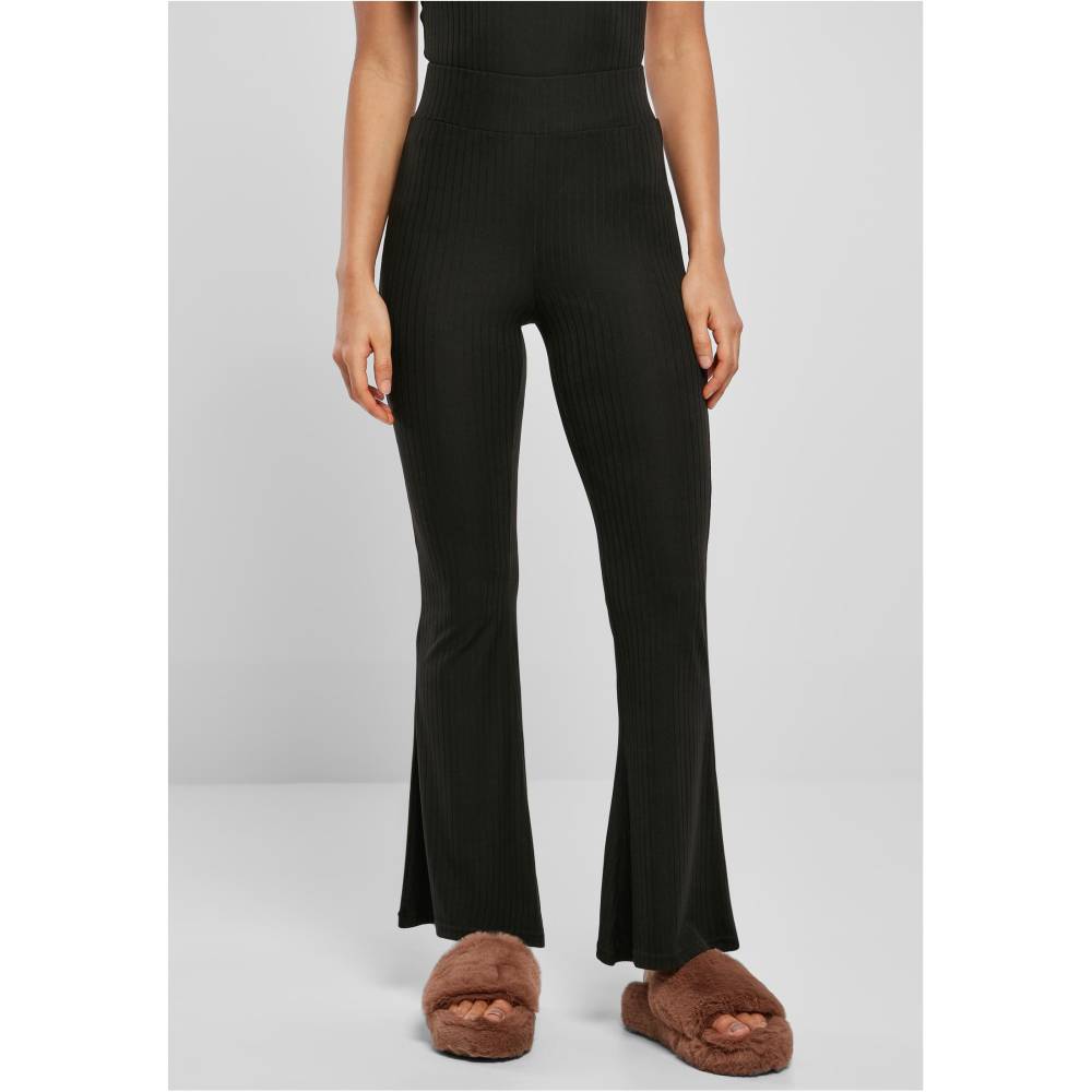 Urban Classics - High Waist Rib Flared Gamaschen - Schwarz